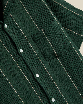 Portuguese Flannel Cotton Basketweave Alma Camp Shirt Green 2