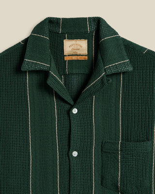 Portuguese Flannel Cotton Basketweave Alma Camp Shirt Green 3