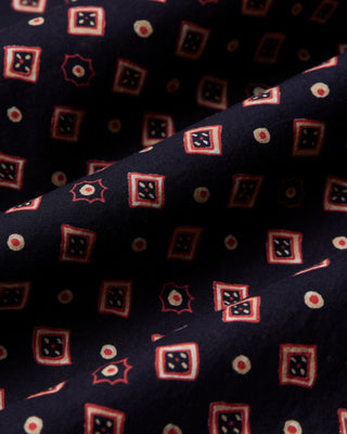 Portuguese Flannel Cotton Dice Printed Camp Shirt Navy 04