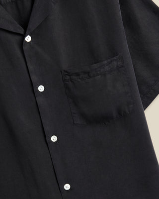 Portuguese Flannel Tencel Dogtown Camp Collar Shirt Black 03