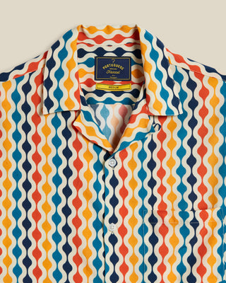 Portuguese Flannel Viscose Drop Retro Squiggles Camp Shirt Multi 03