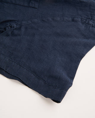 Portuguese Flannel Short Sleeve Linen Shirt Navy 4 1237