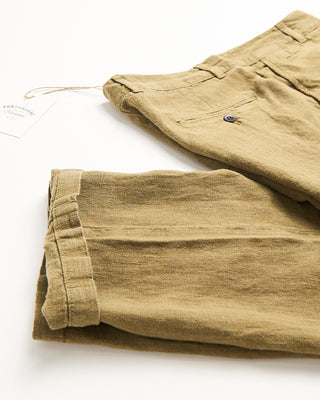 Portuguese Flannel Relaxed Linen Trousers Olive 10 159