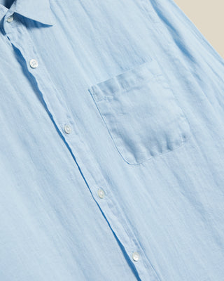 LSK65M Portuguese Flannel Long Sleeve Linen Shirt Light Blue 3