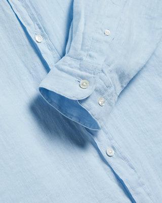LSK65M Portuguese Flannel Long Sleeve Linen Shirt Light Blue 4