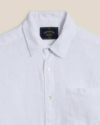 LWH03M Portuguese Flannel Long Sleeve Linen Shirt White 3