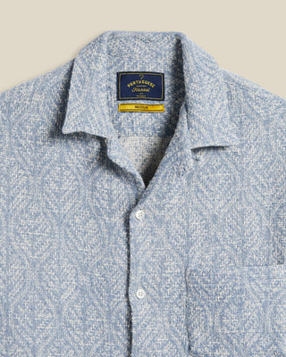 Portuguese Flannel Crocheted Cotton Pascal Camp Shirt Light Blue 3