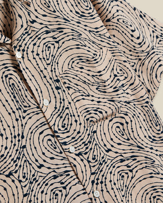 Portuguese Flannel Viscose spiral Inky Lines Camp Collar Natural 4
