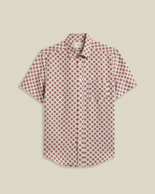 Portuguese Flannel Motif Silk  Linen Short Sleeve Shirt Brick 1