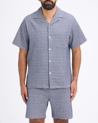 Portuguese Flannel Abstract Textile Jacquard Camp Collar Shirt Blue 1 10821