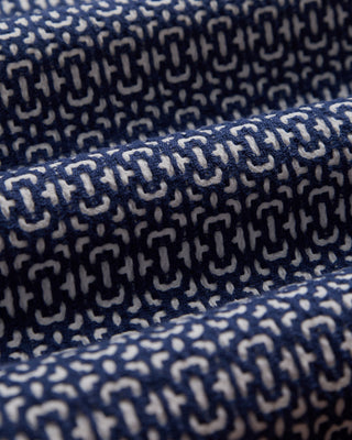 Portuguese Flannel Abstract Textile Jacquard Camp Collar Shirt Blue 3