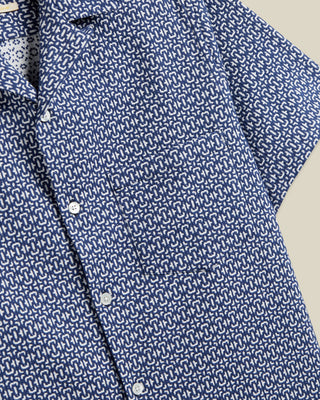Portuguese Flannel Abstract Textile Jacquard Camp Collar Shirt Blue 4