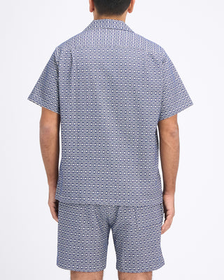 Portuguese Flannel Abstract Textile Jacquard Camp Collar Shirt Blue 5 10826