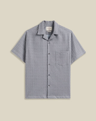 Portuguese Flannel Abstract Textile Jacquard Camp Collar Shirt Grey 1
