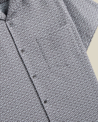 Portuguese Flannel Abstract Textile Jacquard Camp Collar Shirt Grey 3