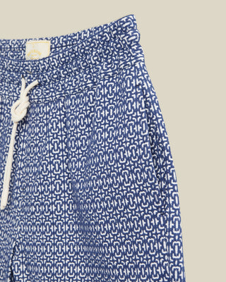 Portuguese Flannel Relaxed Drawstring Abstract Tile Jacquard Shorts Blue 3