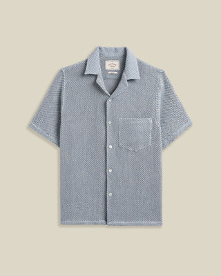 Portuguese Flannel Agora Open Weave Camp Collar Shirt Light Blue 1