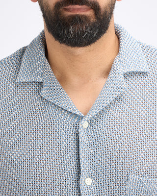 Portuguese Flannel Agora Open Weave Camp Collar Shirt Light Blue 1 10841