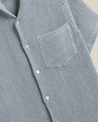 Portuguese Flannel Agora Open Weave Camp Collar Shirt Light Blue 3