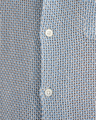 Portuguese Flannel Agora Open Weave Camp Collar Shirt Light Blue 3 10839