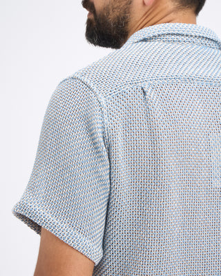 Portuguese Flannel Agora Open Weave Camp Collar Shirt Light Blue 4 10838