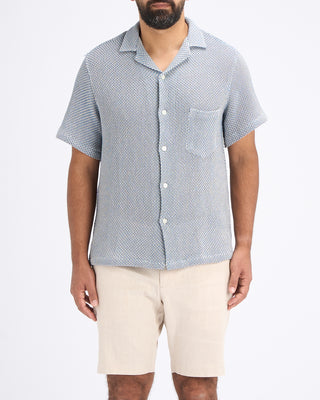 Portuguese Flannel Agora Open Weave Camp Collar Shirt Light Blue 6 10844