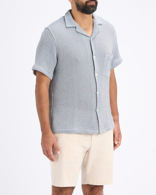 Portuguese Flannel Agora Open Weave Camp Collar Shirt Light Blue 7 10843