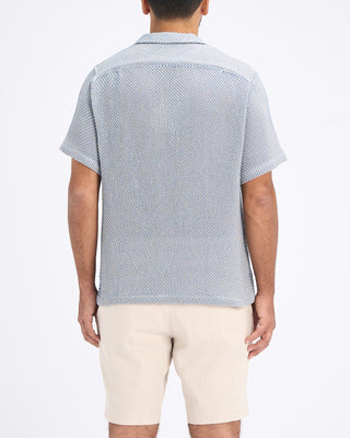Portuguese Flannel Agora Open Weave Camp Collar Shirt Light Blue 9 10842