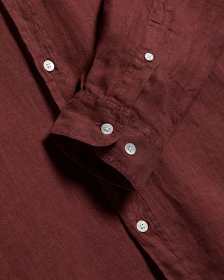 Portuguese Flannel Long Sleeve Linen Shirt Bordeaux 4