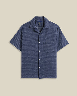 Portuguese Flannel Dots Cotton Camp Collar Shirt Navy 1