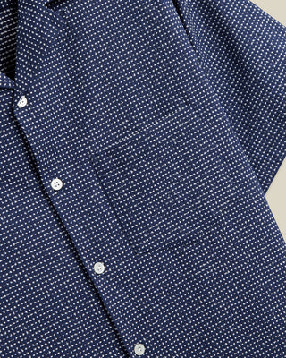 Portuguese Flannel Dots Cotton Camp Collar Shirt Navy 3