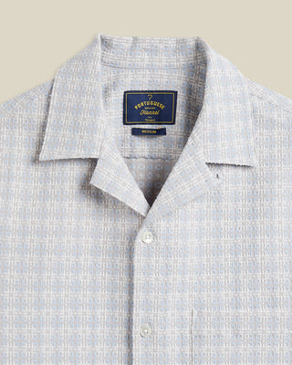 Portuguese Flannel Polen Jacquard Camp Collar Shirt Light Blue 2