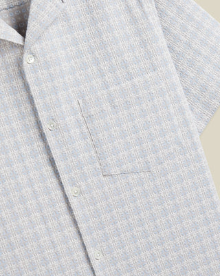 Portuguese Flannel Polen Jacquard Camp Collar Shirt Light Blue 3