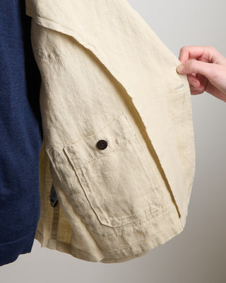 Portuguese Flannel Linen Labura Shirt Jacket Ecru 1167