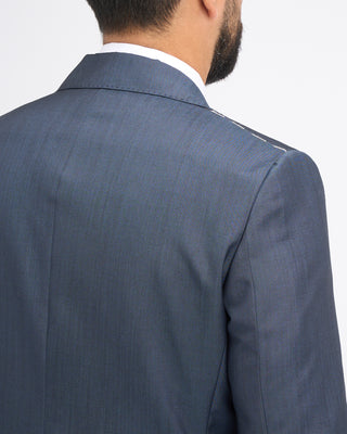 'Owen' Steel Blue Wool & Mohair Suit Jacket