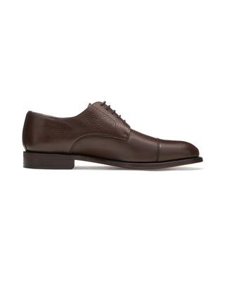 Berwick Chocolate Pebble Leather Cap Toe Dress Shoes Chocolate 2 11377