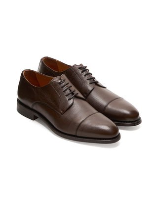 Berwick Chocolate Pebble Leather Cap Toe Dress Shoes Chocolate 3 11407