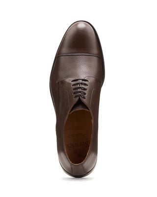Berwick Chocolate Pebble Leather Cap Toe Dress Shoes Chocolate 5 11379