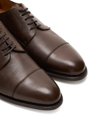 Berwick Chocolate Pebble Leather Cap Toe Dress Shoes Chocolate 6 11408