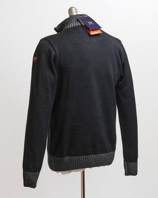 Paul  Shark Black Wool 1/2 Zip Sweater With Iconic Badge Black 