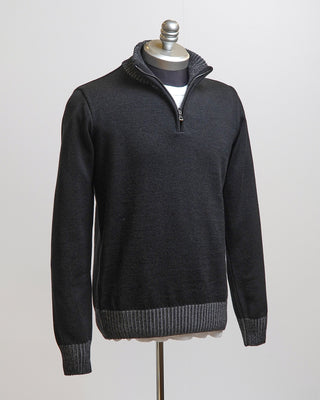 Paul  Shark Black Wool 1/2 Zip Sweater With Iconic Badge Black  6