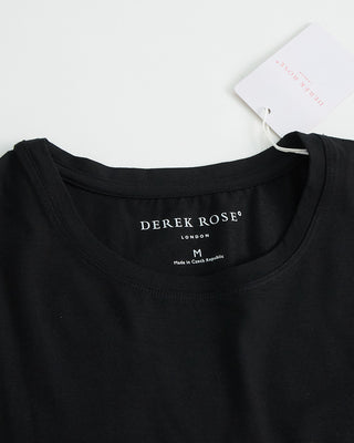 Derek Rose Micro Modal Basel Solid Black Crew Neck T Shirt Black 1