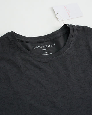 Derek Rose Micro Modal London Pattern Crew Neck T Shirt Black 1 2
