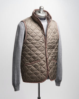 Lavenham Mickfield Diamond Quilted Collared Gilet Taupe  1