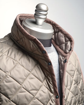 Lavenham Mickfield Diamond Quilted Collared Gilet Taupe  2