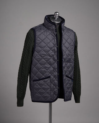 Lavenham Mickfield Stand Collar Diamond Quilted 100G Wadded Vest Navy 3 2536