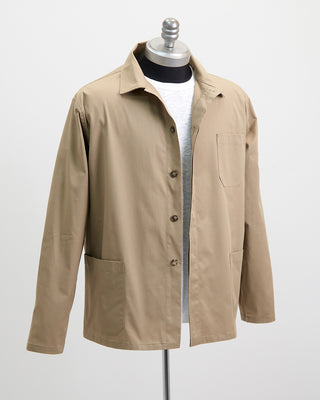 Blazer For Men by Royal Shirt Japanese Supima Cotton Stretch Shirt Jacket Khaki 