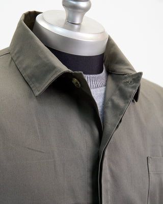Blazer For Men by Royal Shirt Japanese Supima Cotton Stretch Shirt Jacket Olive  1