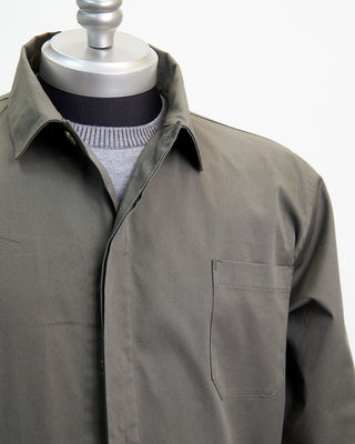Blazer For Men by Royal Shirt Japanese Supima Cotton Stretch Shirt Jacket Olive  2