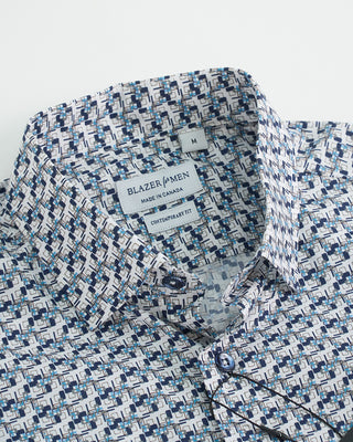 Blazer x Royal Shirt Abstract Bubbles Short Sleeve Cotton Shirt Blue 1 1